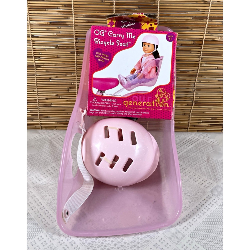 Our Generation OG Carry Me Pink Bicycle Seat & Helmet Set for 18 in Dolls